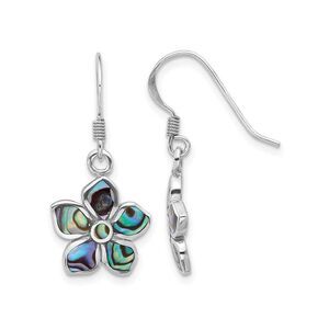 Sterling Silver Abalone Flower Dangle Earrings